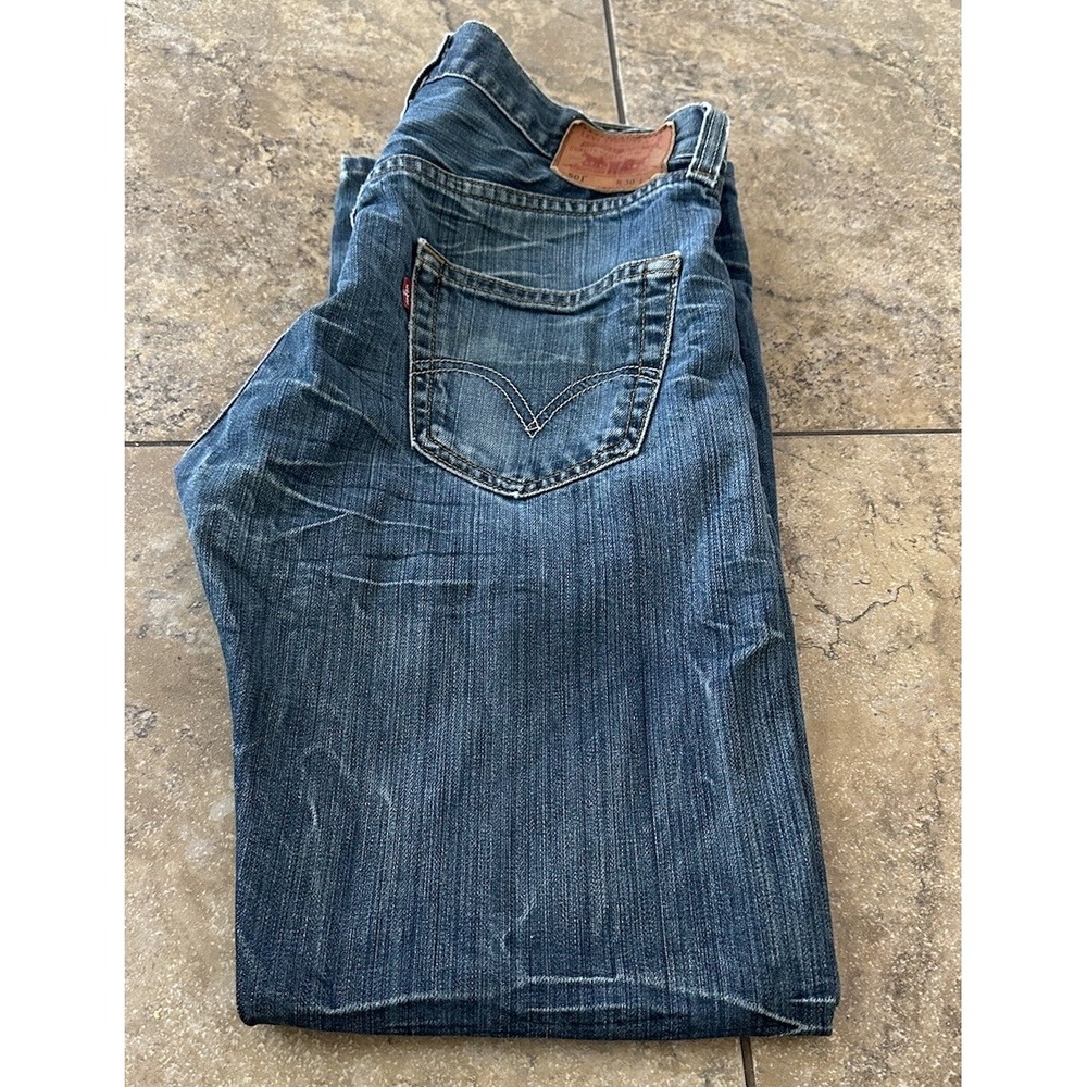 Levis 501 Straight Leg Button Fly Mens Jeans  30x30 destressed